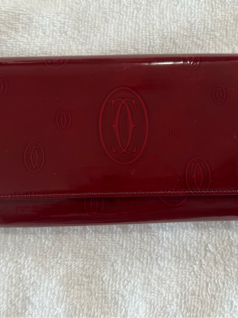 Vintage Cartier Burgundy/Bordeaux Patent Leather Continental Clutch. Authentic
